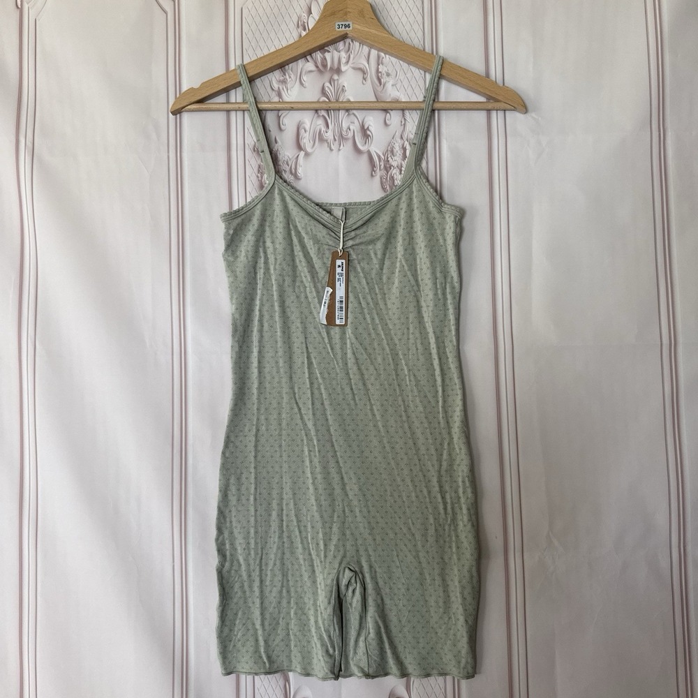 Skims Micro Pointelle Romper In Talc Women's Size XXS/XS NWT $68